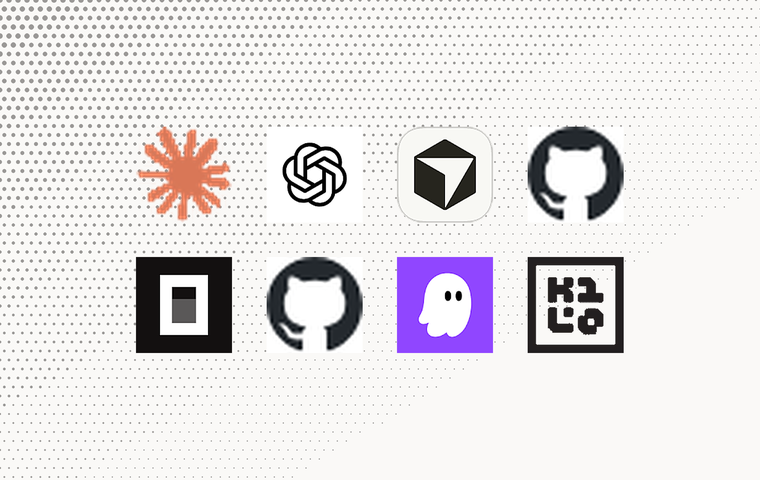 AI coding assistants: the compared products as a logo collection grid